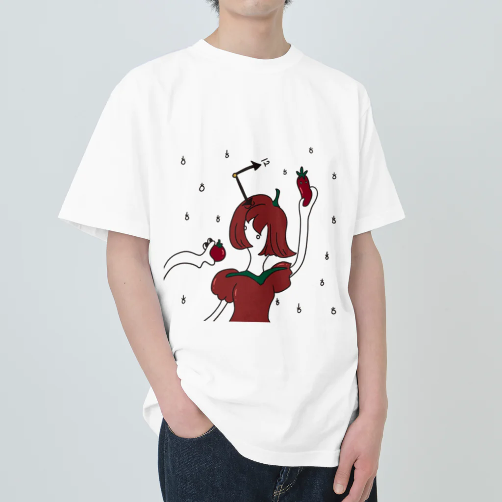 ほらをた娘🦈ྀི🎈のほらをた娘のトマトちゃん ヘビーウェイトTシャツ