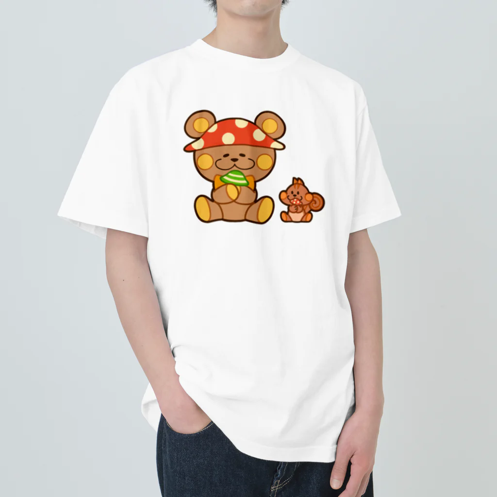 レタ(LETA)のぬいクマちゃんのキノコがり Heavyweight T-Shirt