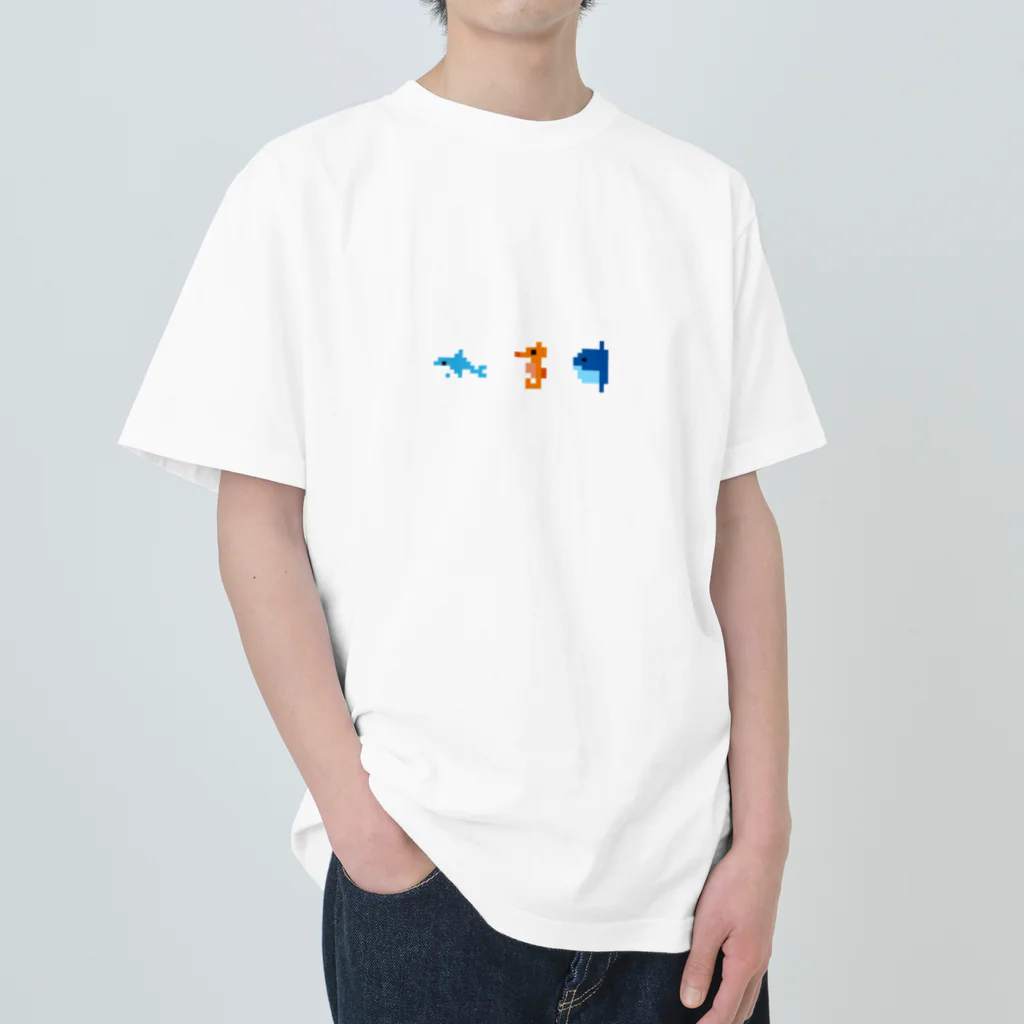 GRITの粗ドット絵・海の生き物シリーズ Heavyweight T-Shirt