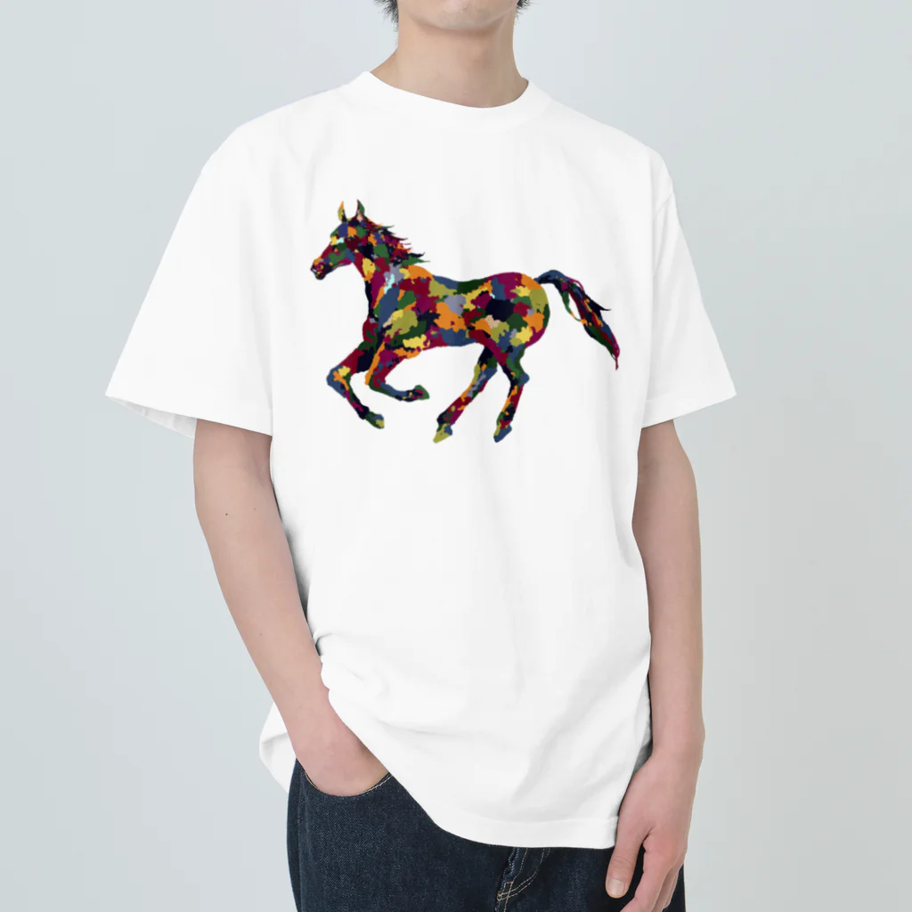 meiroのカラフルなホース Heavyweight T-Shirt