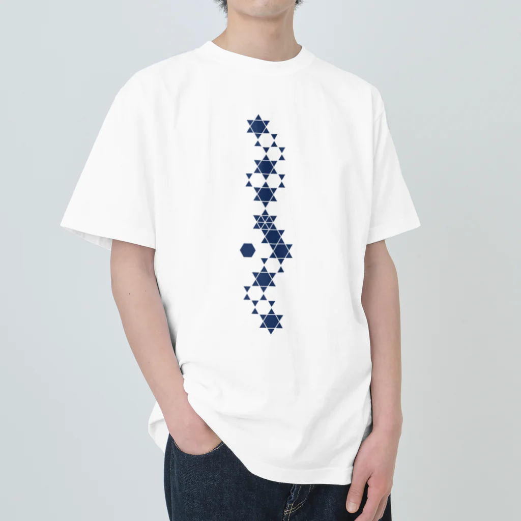 cuuyabowの籠目NAVY Heavyweight T-Shirt