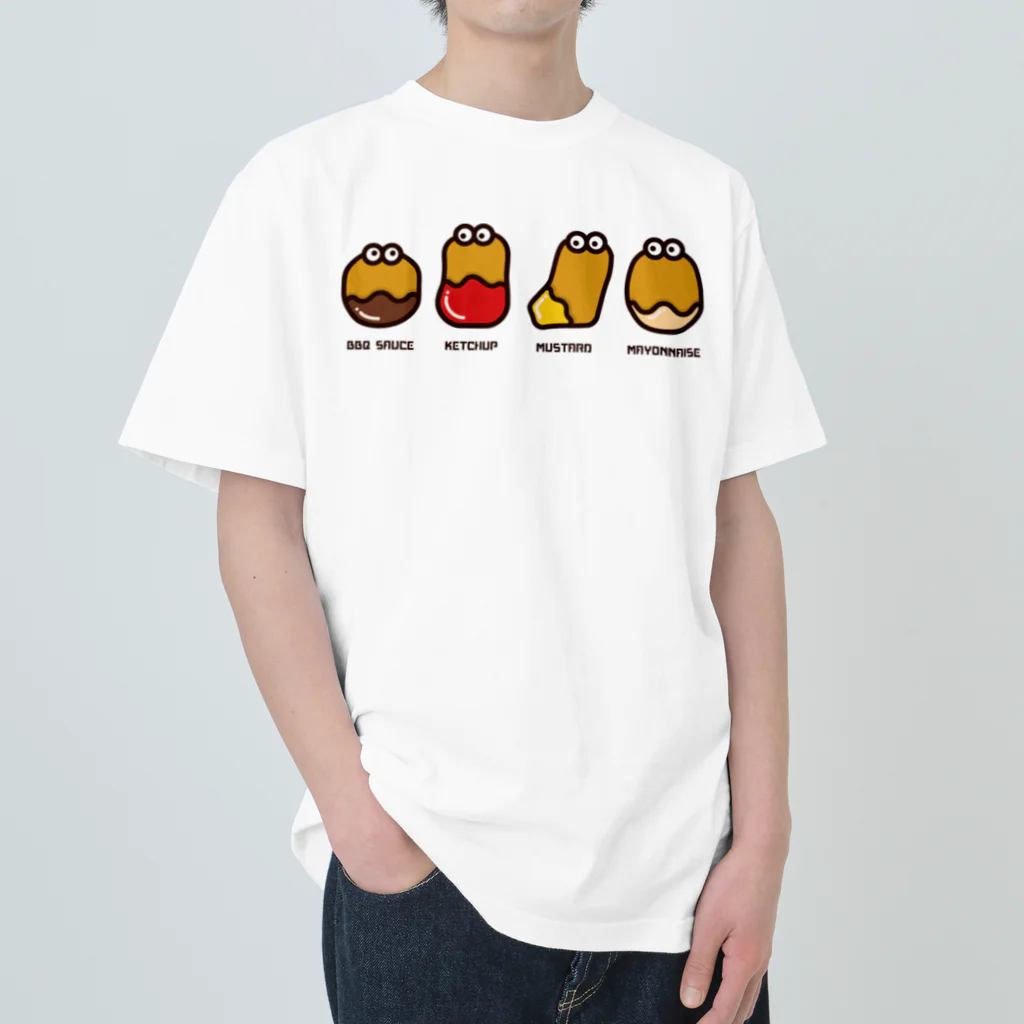 高堂玲/イラストの方のチキンナゲット４兄弟 ヘビーウェイトTシャツ