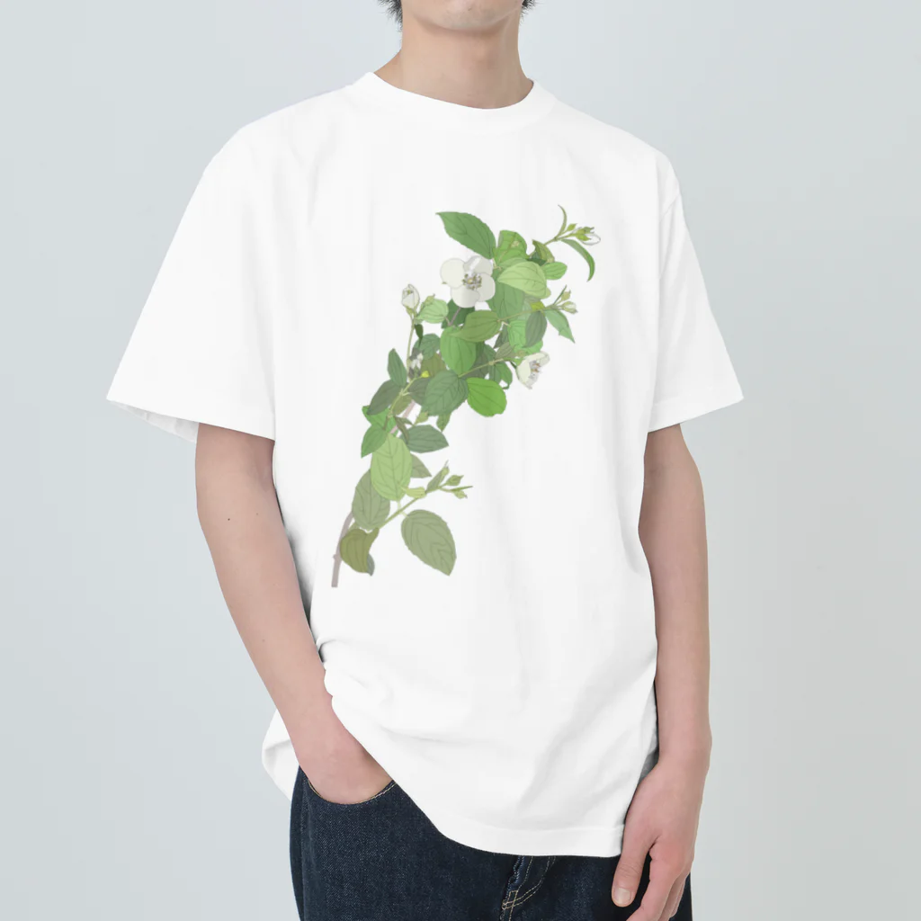 植物の絵師「洋子」の店の梅花空木 ヘビーウェイトTシャツ