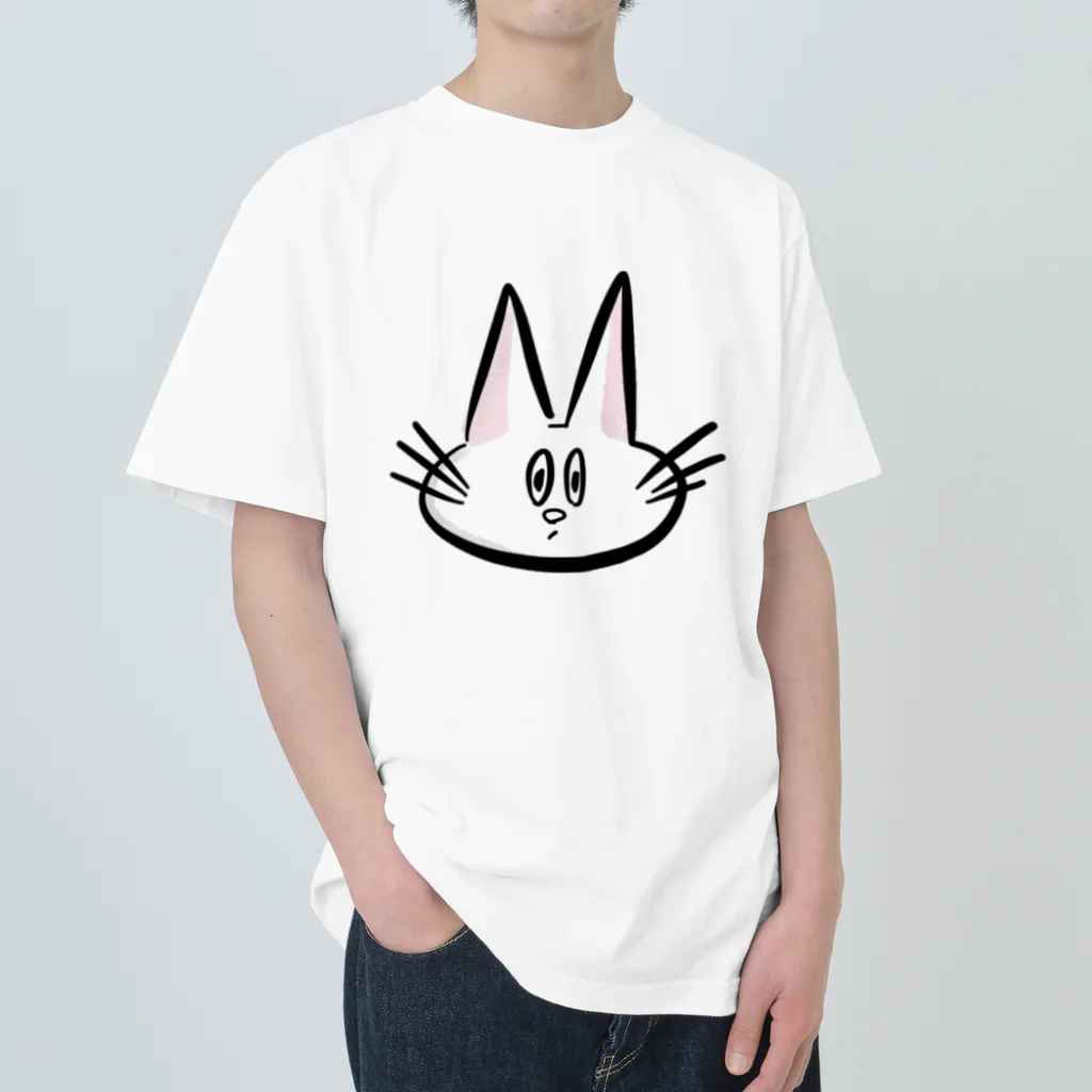 NYAGO NYAGO MARKETの驚いて目が巨大化したネコ Heavyweight T-Shirt