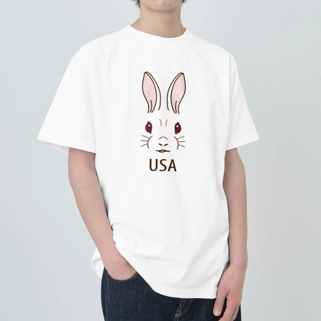 map5（マップファイブ）デザイン・ライセンス・ストック　のうさぎ(Rabbit)・ラビット・ウサギ年・ウサギ顔・2023年干支・卯年・イラスト・絵・デザイン・Tシャツ・グッズ・かわいい・オリジナル(C) Heavyweight T-Shirt