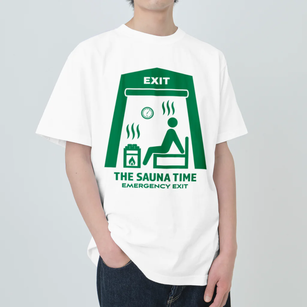 kg_shopのTHE SAUNA TIME【非常口パロディ】 Heavyweight T-Shirt