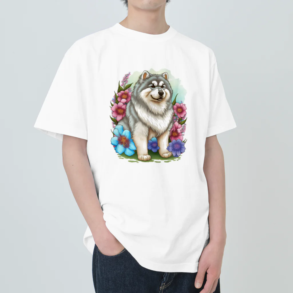 znbmsrrの花アラスカの子犬。 愛犬家のためのキュートなデザイン。 Heavyweight T-Shirt