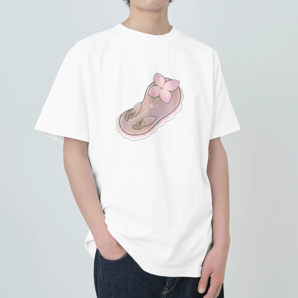 Jackalope Houseのツノアリウサギアジサイモドキウミウシ 桃色ver. Heavyweight T-Shirt