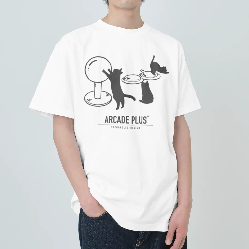 テクノポリスデザインのコンパネ猫（ARCADE_PLUS） Heavyweight T-Shirt