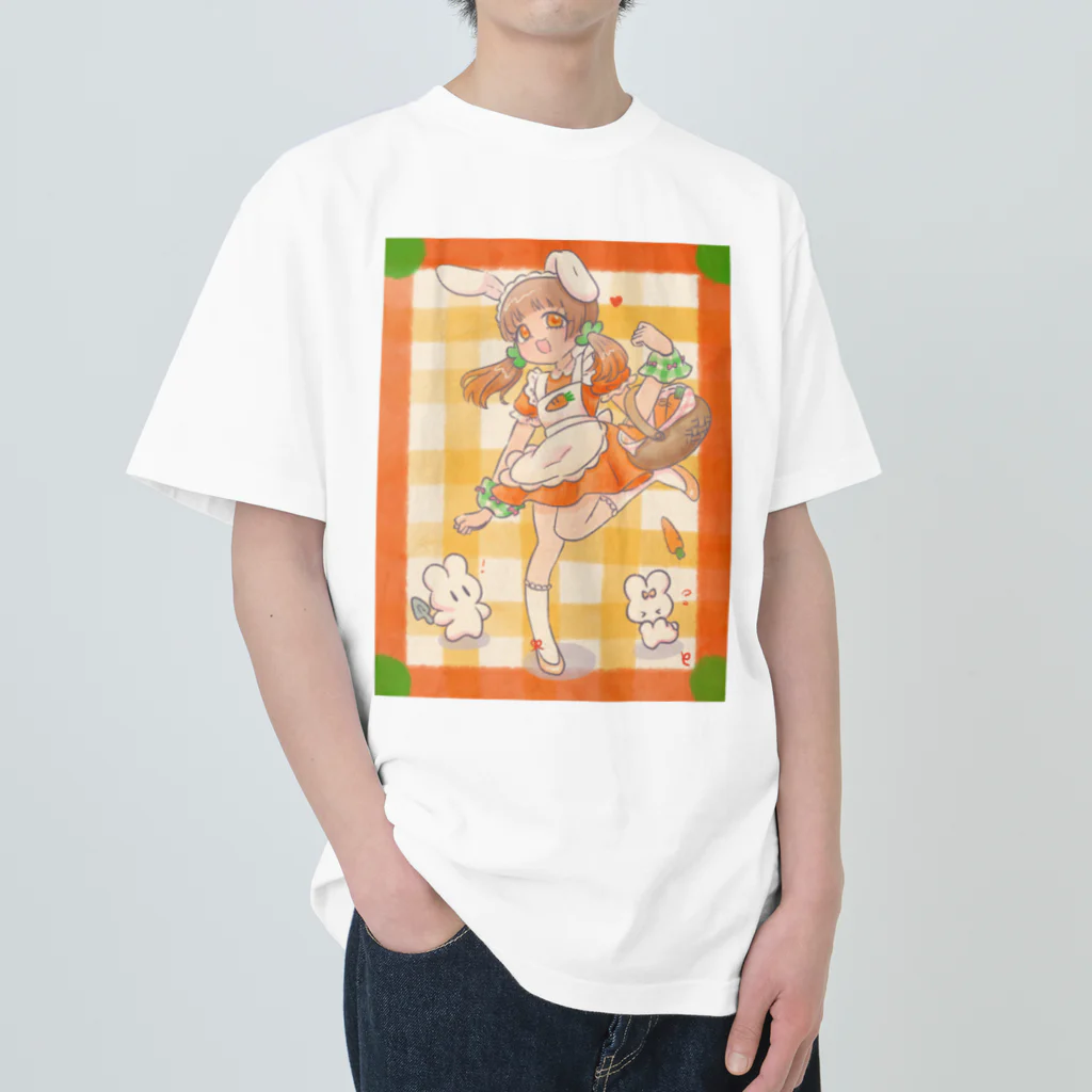 SOY suzuri店の兎沢ニジ(背景あり) ヘビーウェイトTシャツ