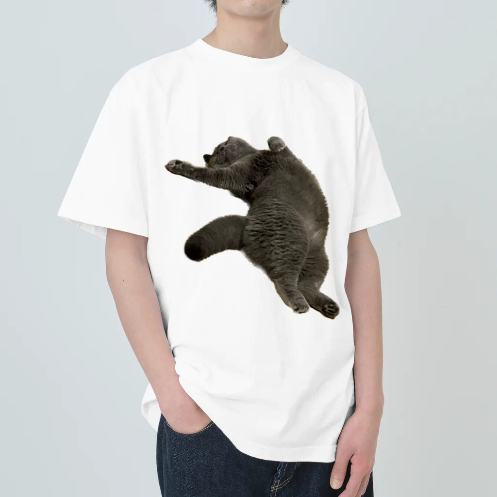 むっちり猫のむっちり丸のお腹ぽっこりむっちり丸 Heavyweight T-Shirt
