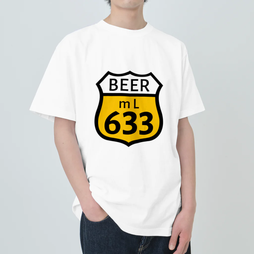 無水屋の【ROUTE 66風】BEER 633 (瓶なし) ヘビーウェイトTシャツ