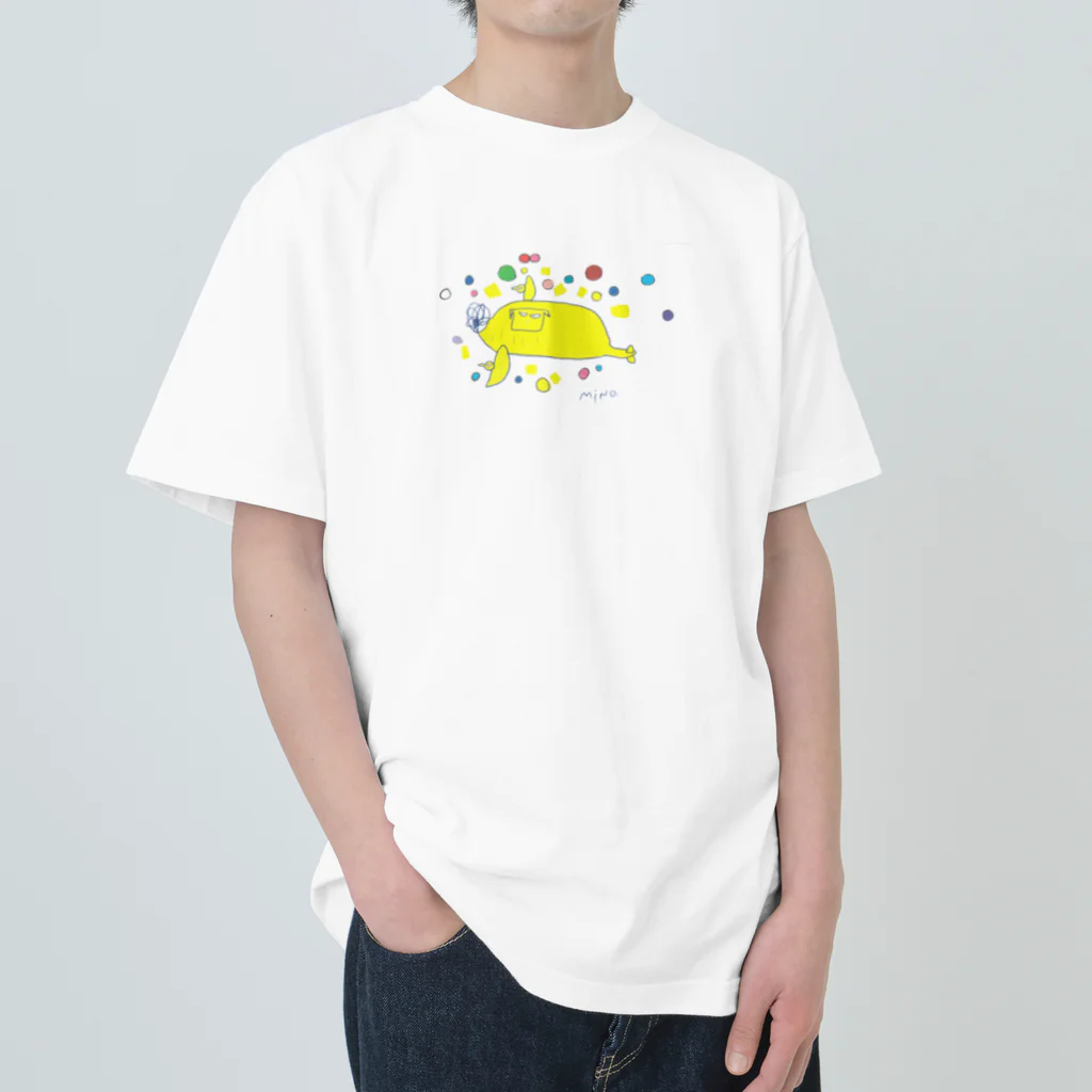 タナカミノルのユーモアイラストショップのヒコーキドリ Heavyweight T-Shirt