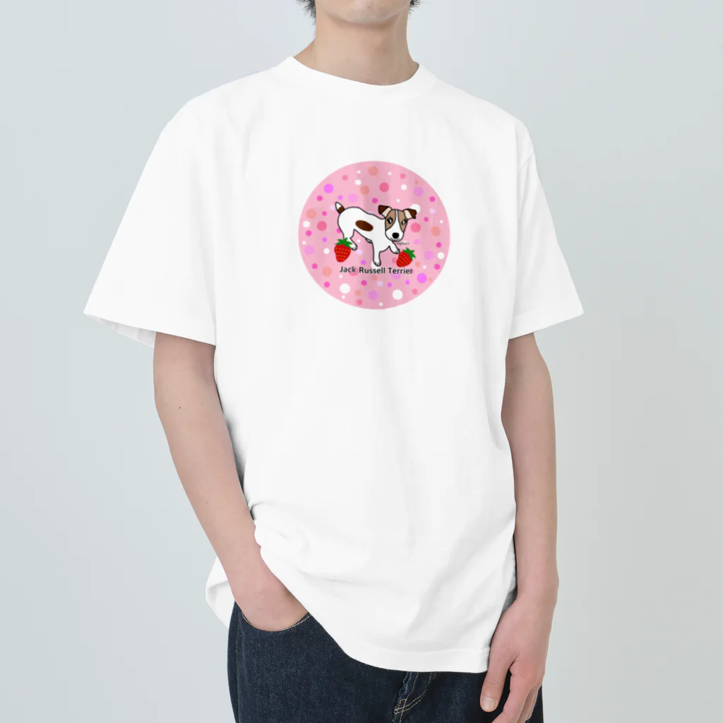 虹色PLUSのジャックラッセルテリアと苺 Heavyweight T-Shirt