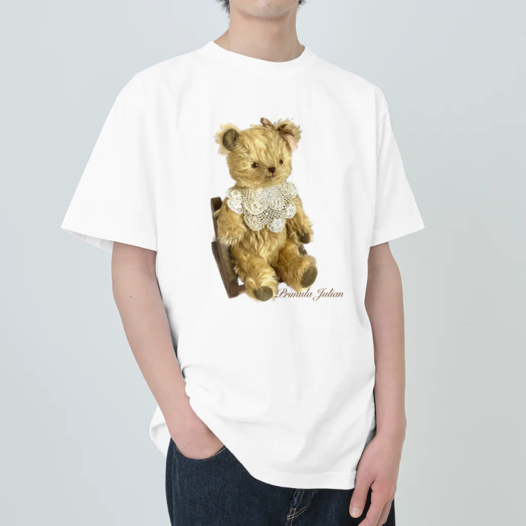 primula_julians_goodsshopのPrimula Julianのおすわりくまさん Heavyweight T-Shirt