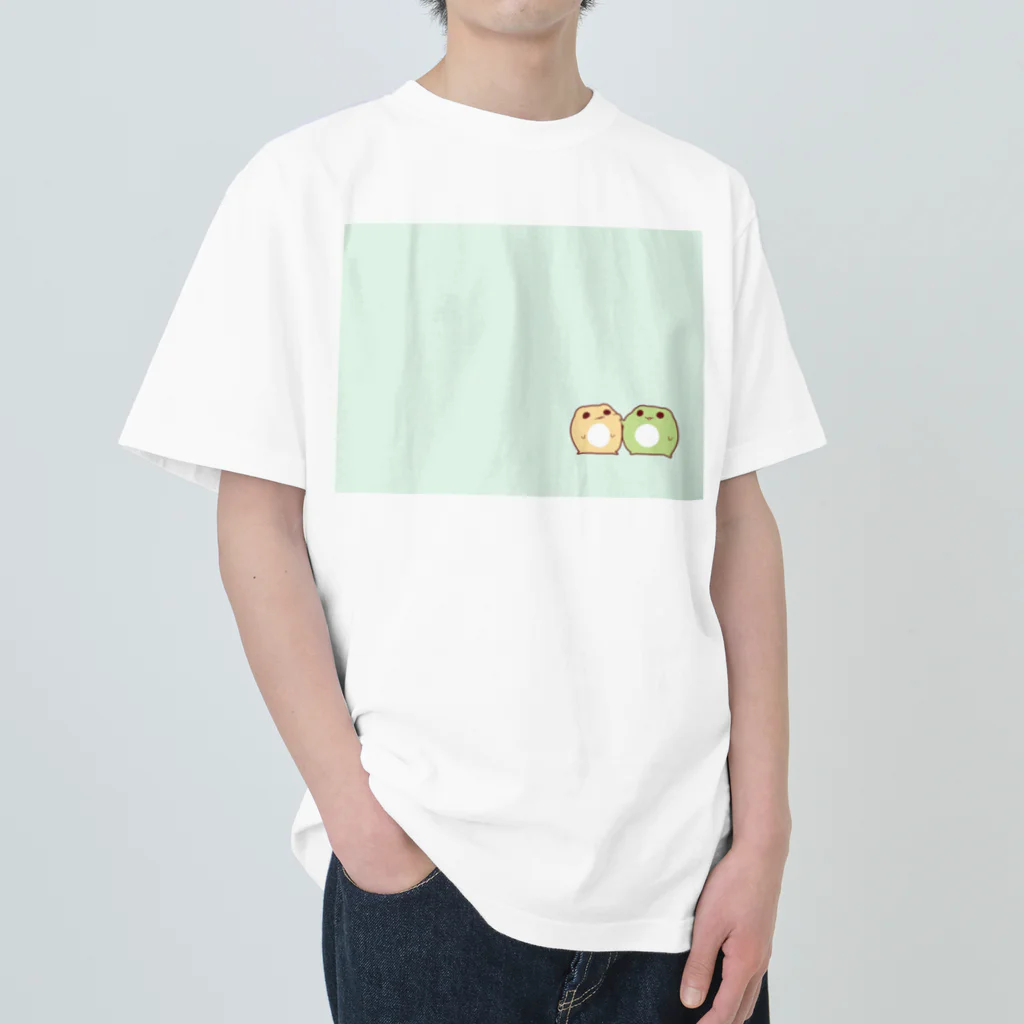 しろくろショップのだいふくかえる&きなこ　つん ヘビーウェイトTシャツ