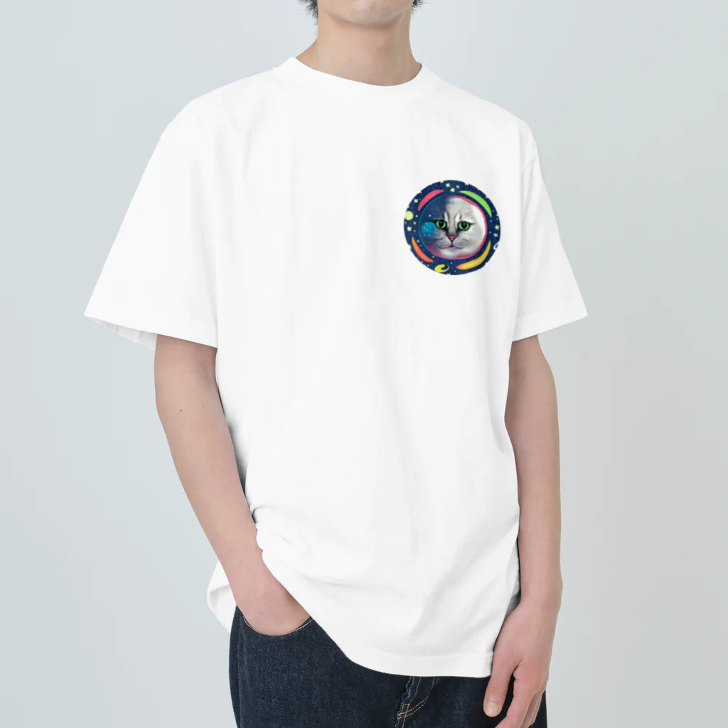 宇宙猫の宇宙猫 ヘビーウェイトTシャツ