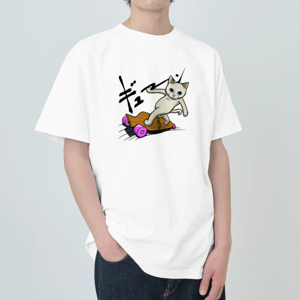 TAKE-TONのロングボードねこ ヘビーウェイトTシャツ