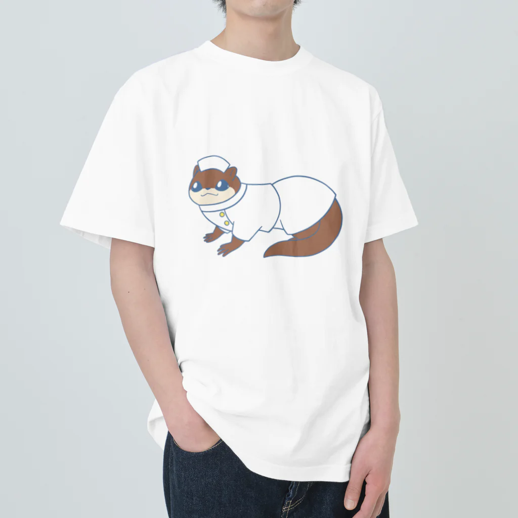 睡魔バクの動物お洋服シリーズ　ナースカワウソ ヘビーウェイトTシャツ