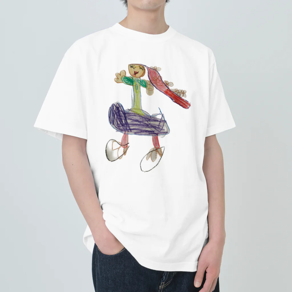 KidsArtの【子どもの絵】長い髪の女の子 Heavyweight T-Shirt