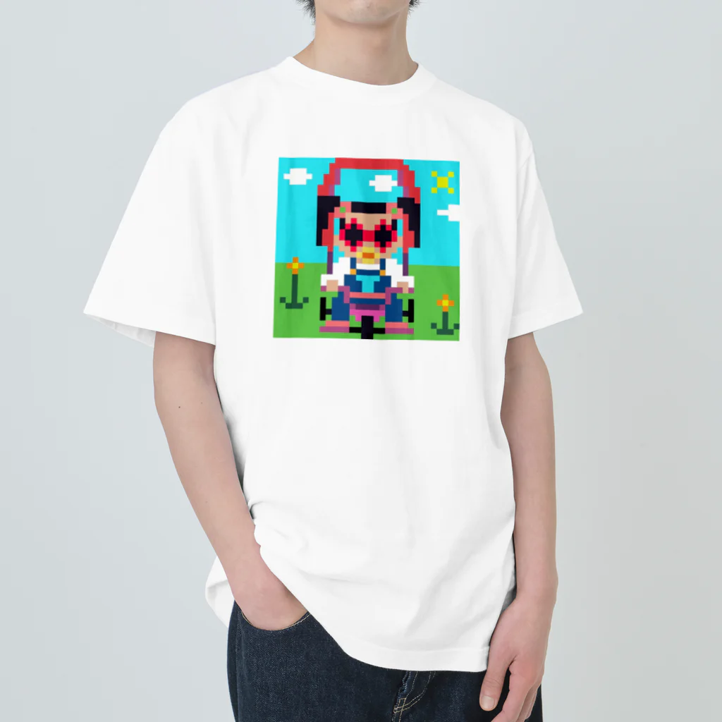 Ruru's worldの01ドット絵　ruruちゃん/三輪車でお散歩　 Heavyweight T-Shirt