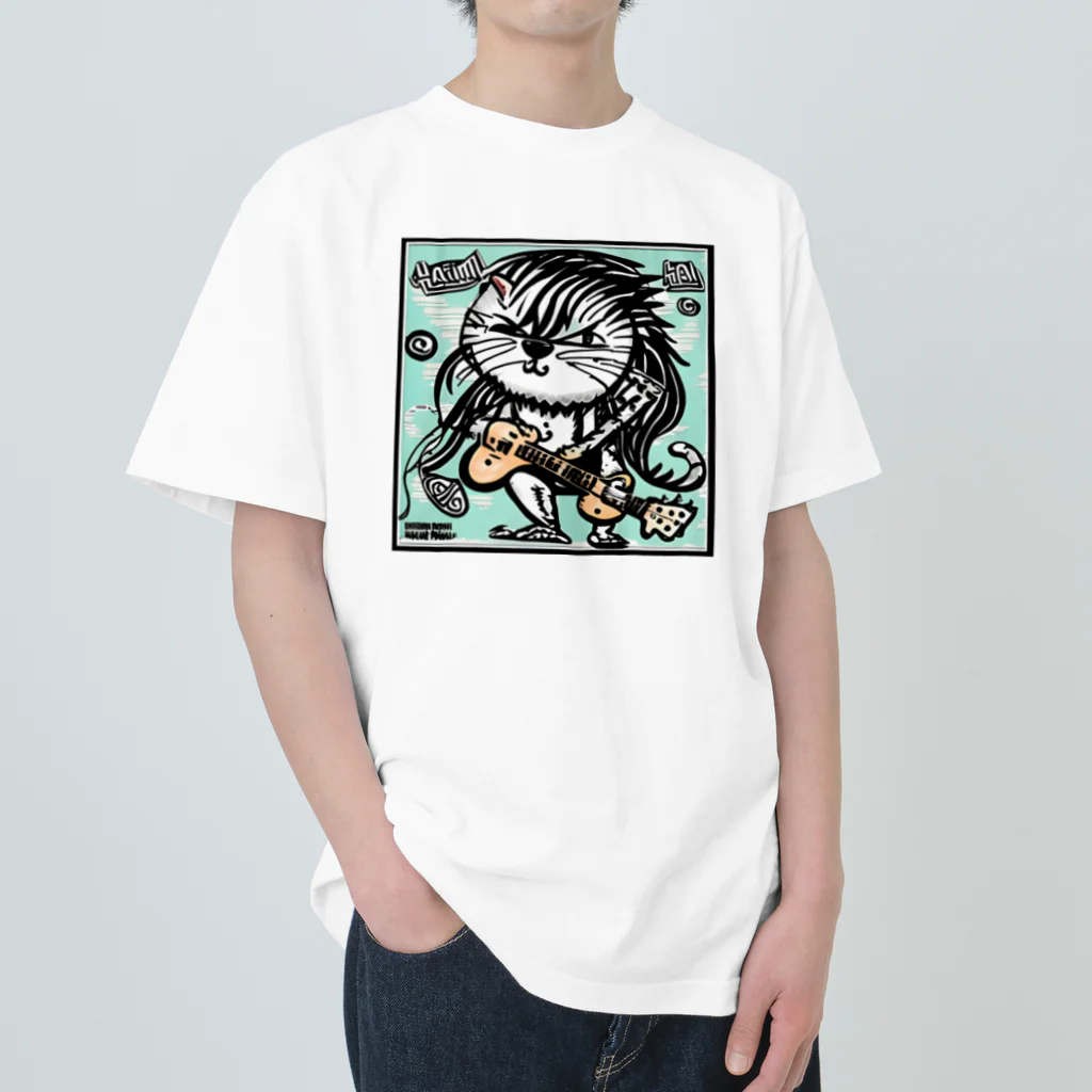 Alacarteの猫仙人のロックンロール🎶 ヘビーウェイトTシャツ