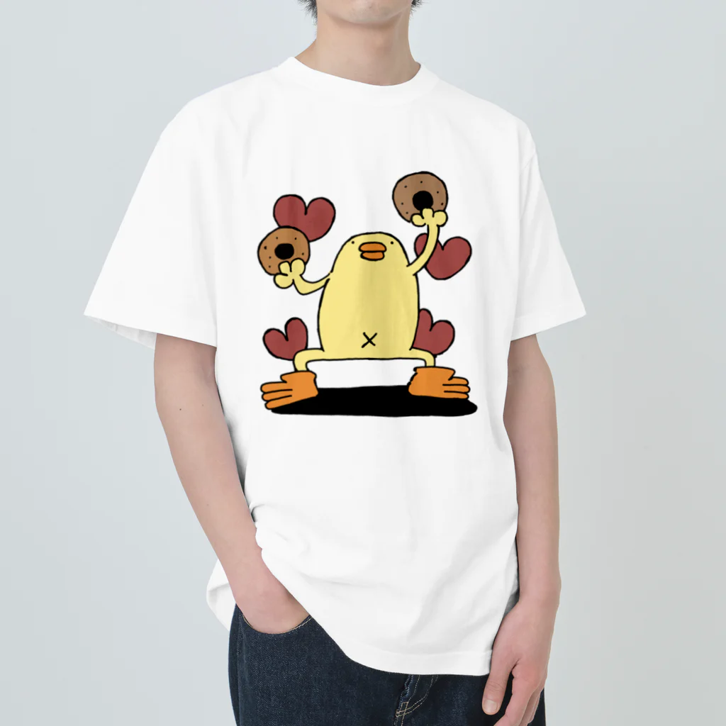 ぴょろりんちょ🐤のドーナッツぴよ ヘビーウェイトTシャツ