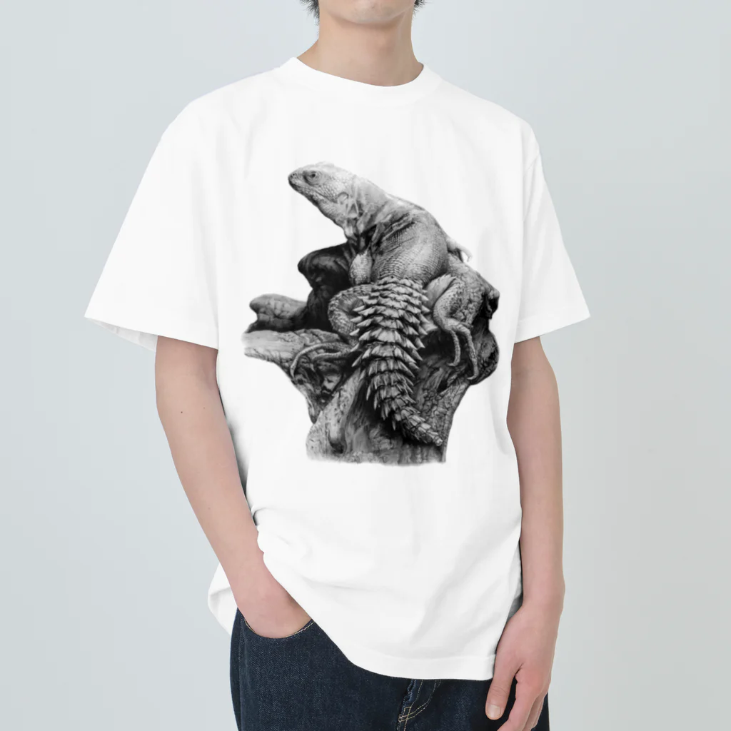 Pencil reptiles | 鉛筆の爬虫類達のユカタントゲオイグアナ | Ctenosaura defensor ヘビーウェイトTシャツ