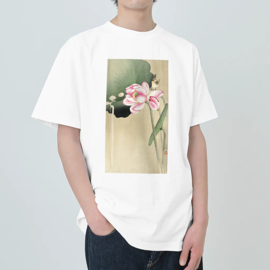 MUGEN ARTの小原古邨　蓮と雀　Ohara Koson / Songbird and Lotus ヘビーウェイトTシャツ