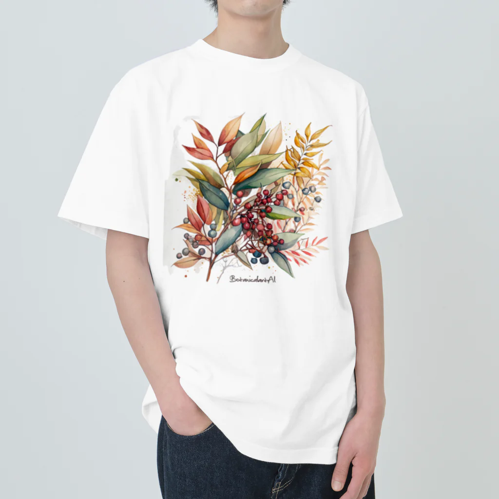 botanicalartAIのナンテン/南天 Heavyweight T-Shirt