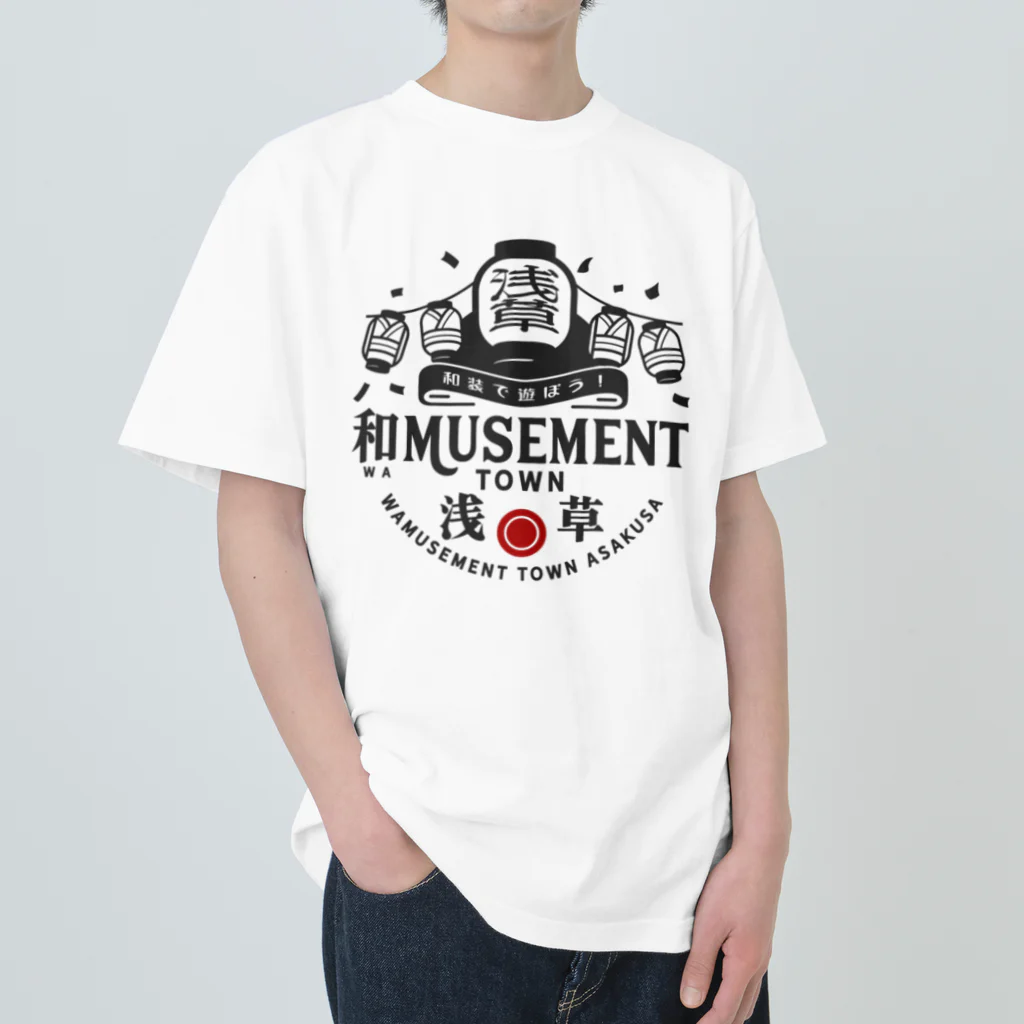 HAHAHA CLOTHINGの和MUSEMENT TOWN 浅草（黒ロゴ） Heavyweight T-Shirt