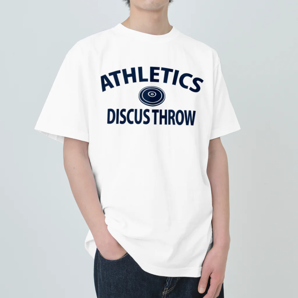 sports_tower スポーツタワーの円盤投げ・陸上競技・えんばんなげ・グッズ・Tシャツ・Discus Throw・飛距離・男子・女子・かっこいい・かわいい・アスリート・選手・有力・確実・候補・部活・有望・応援・精神力・集中力・メダル ヘビーウェイトTシャツ