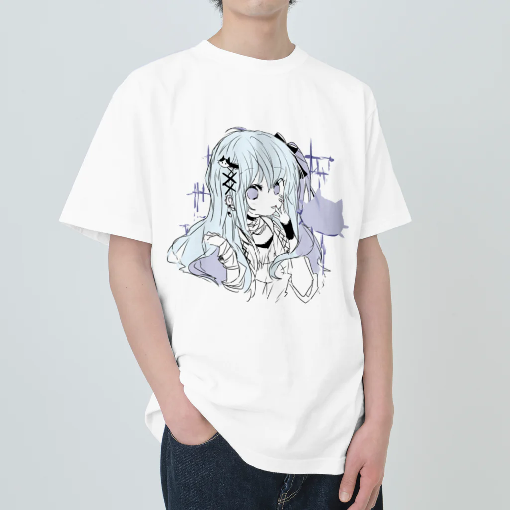 blossomの淡色青紫系女の子 Heavyweight T-Shirt