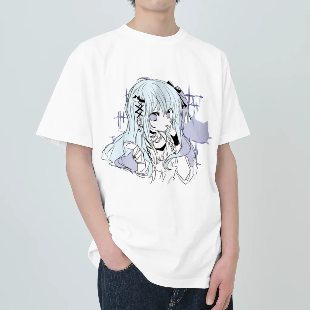 blossomの淡色青紫系女の子 ヘビーウェイトTシャツ