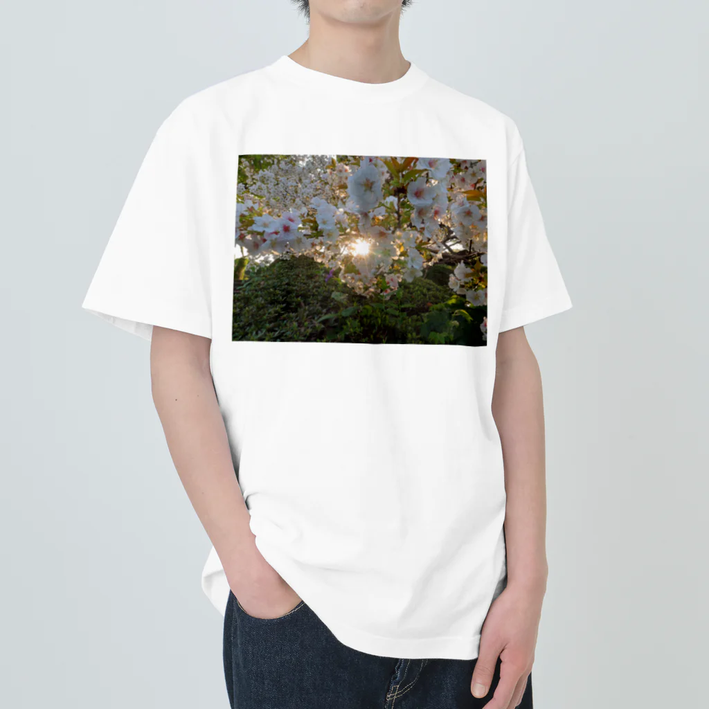 nokkccaの桜満開 - Backlit Sakura - ヘビーウェイトTシャツ