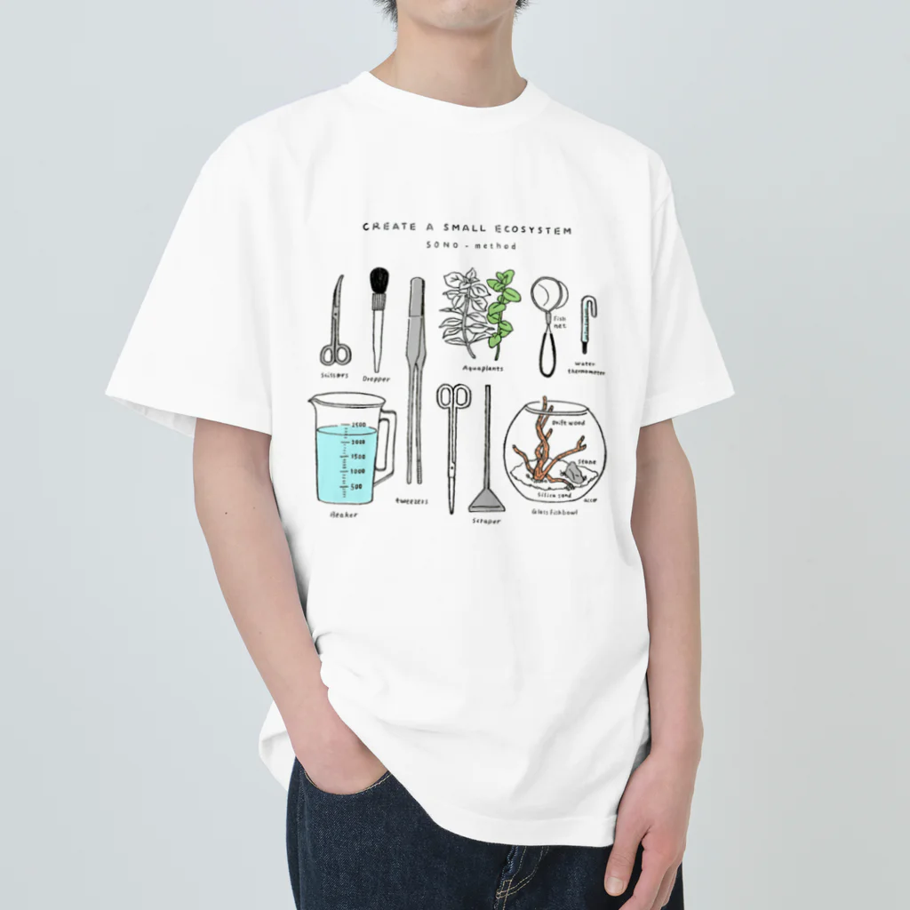 BOTTLE HOLIC /  お魚・水草のイラストのお店の【コラボデザイン】メンテナンスTシャツ　SONO-methodバージョン Heavyweight T-Shirt