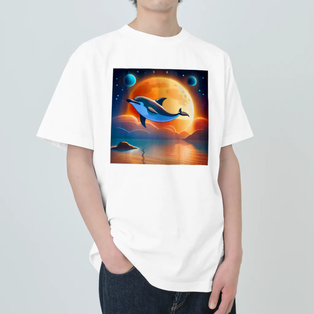 dolphineの宇宙のヒーリングドルフィン Heavyweight T-Shirt