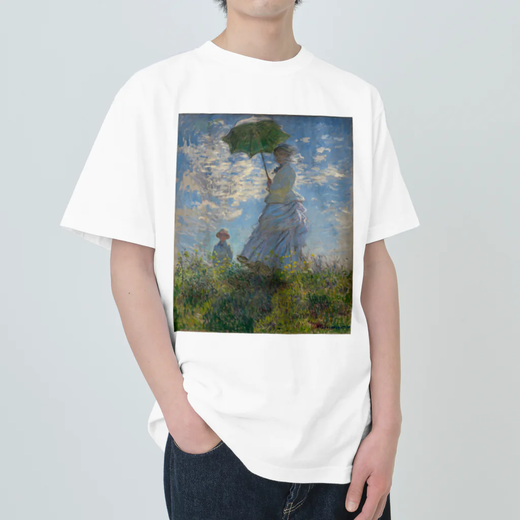 世界美術商店の散歩、日傘をさす女性 / Woman with a Parasol - Madame Monet and Her Son Heavyweight T-Shirt