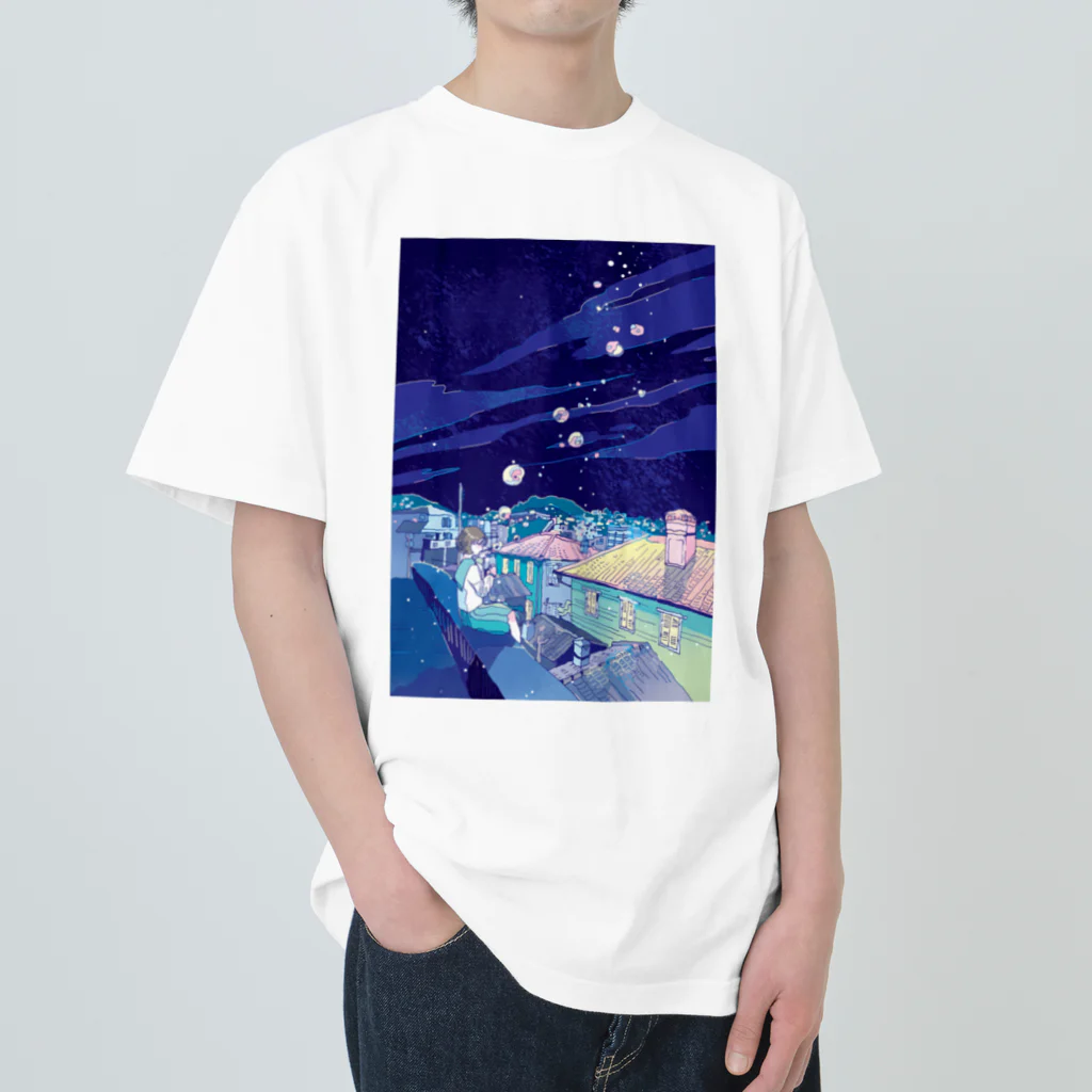 Saigetsuの【あしたのひかり】/長崎の風景 ヘビーウェイトTシャツ