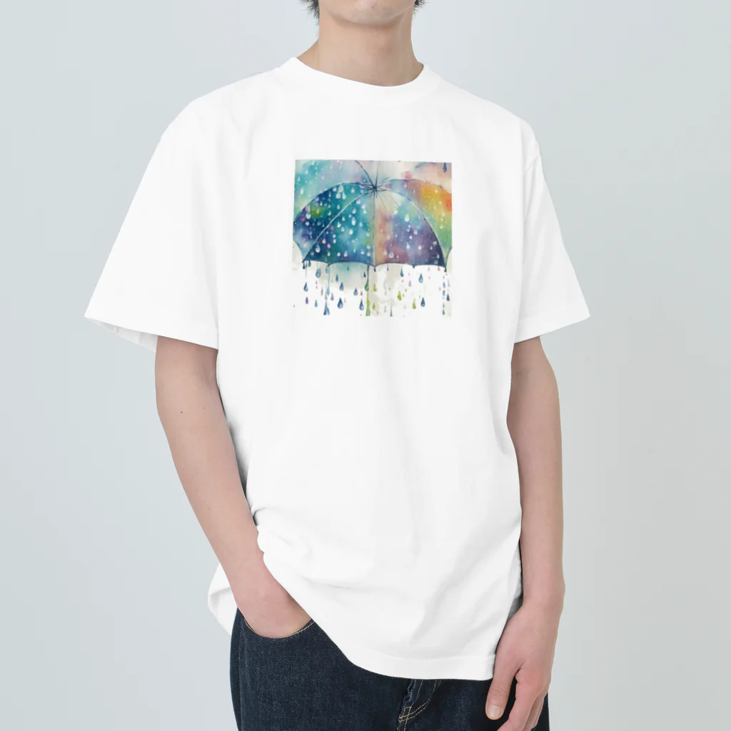 ぽけの水彩風雨の風景 ヘビーウェイトTシャツ