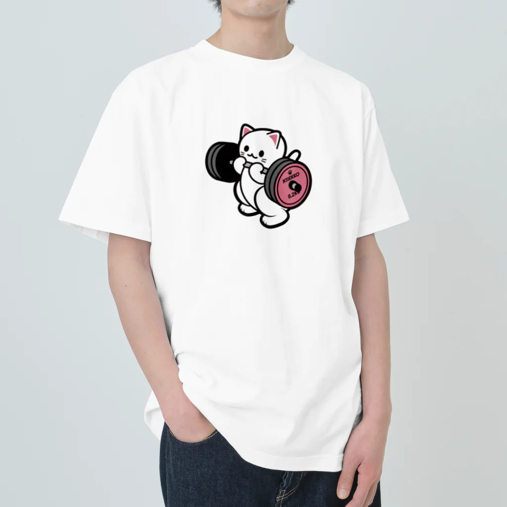 きんにく村SHOPのばーべるニャンコ Heavyweight T-Shirt