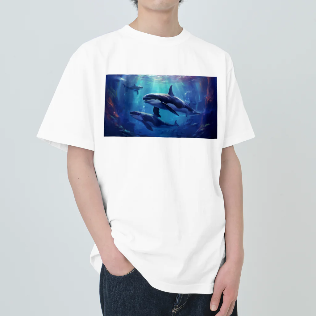 soeluのシャチと深海 ヘビーウェイトTシャツ