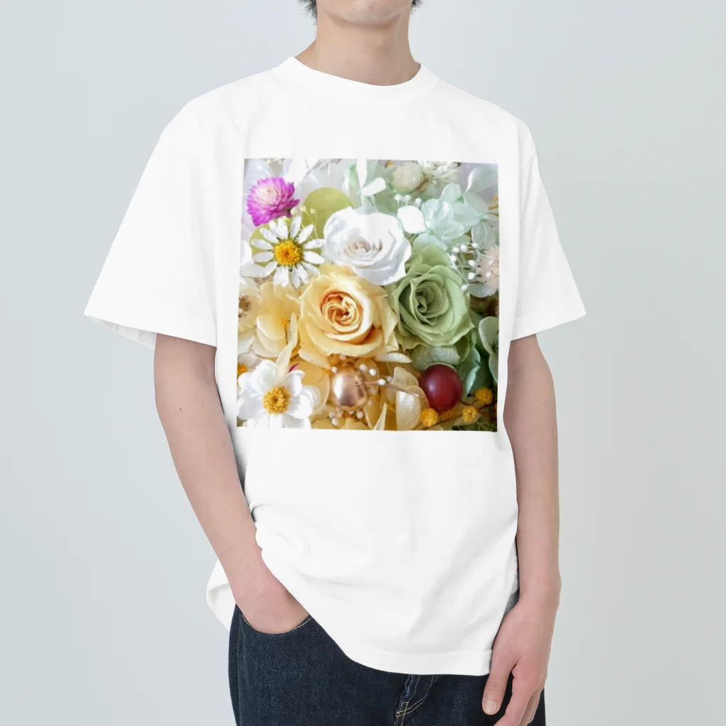 meke flowersのレモンイエローとアップルグリーン　ローズシリーズ Heavyweight T-Shirt