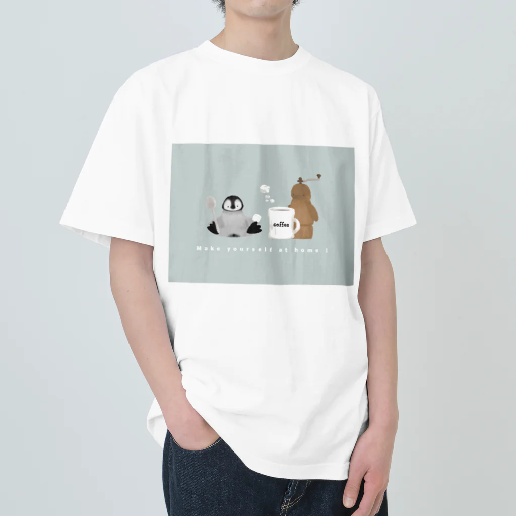 nagisa-ya(なぎさや) ペンギン雑貨のコーヒーとペンひな ヘビーウェイトTシャツ