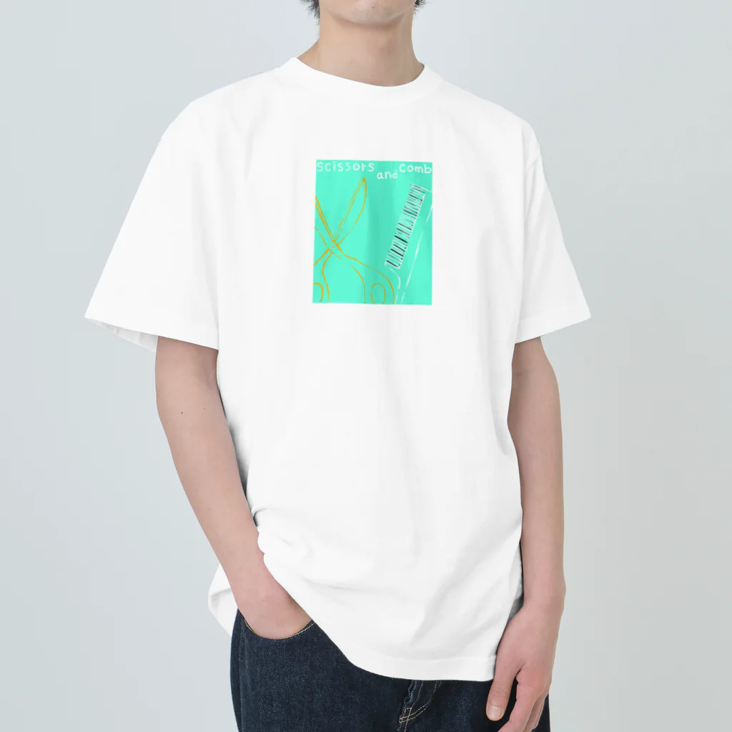 sb&colorの薄緑ハサミとくし Heavyweight T-Shirt