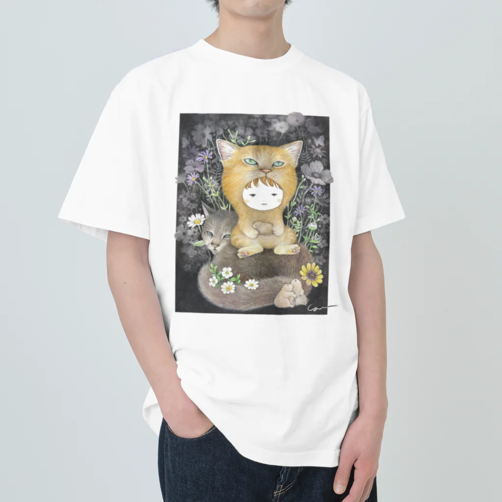 山田雨月shopのねこママクッション暖かいなT ヘビーウェイトTシャツ