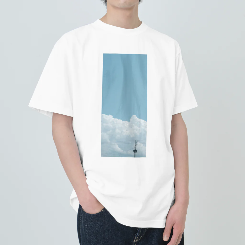 696graphic_suzuriのCinemaScope掛軸_001_空と雲と電信柱 ヘビーウェイトTシャツ