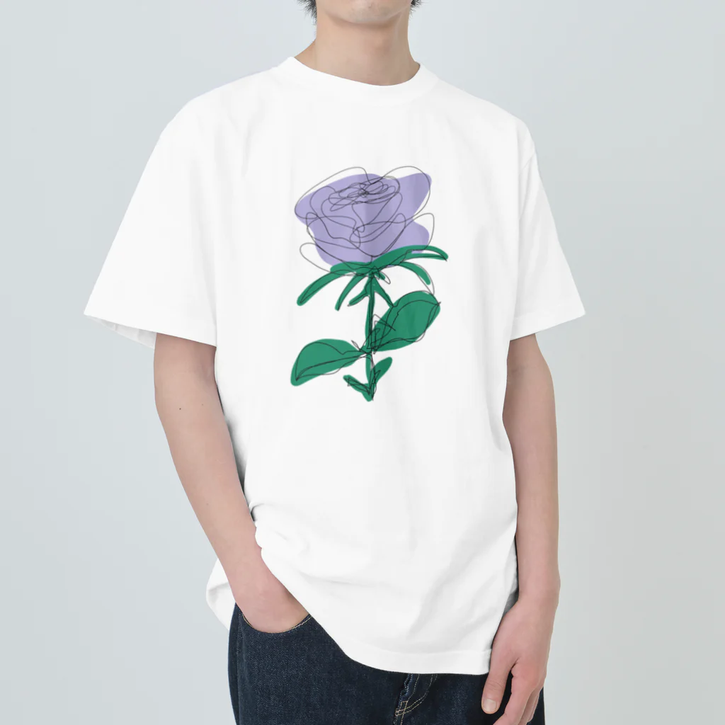 サラスシのmy ROSE パープル Heavyweight T-Shirt