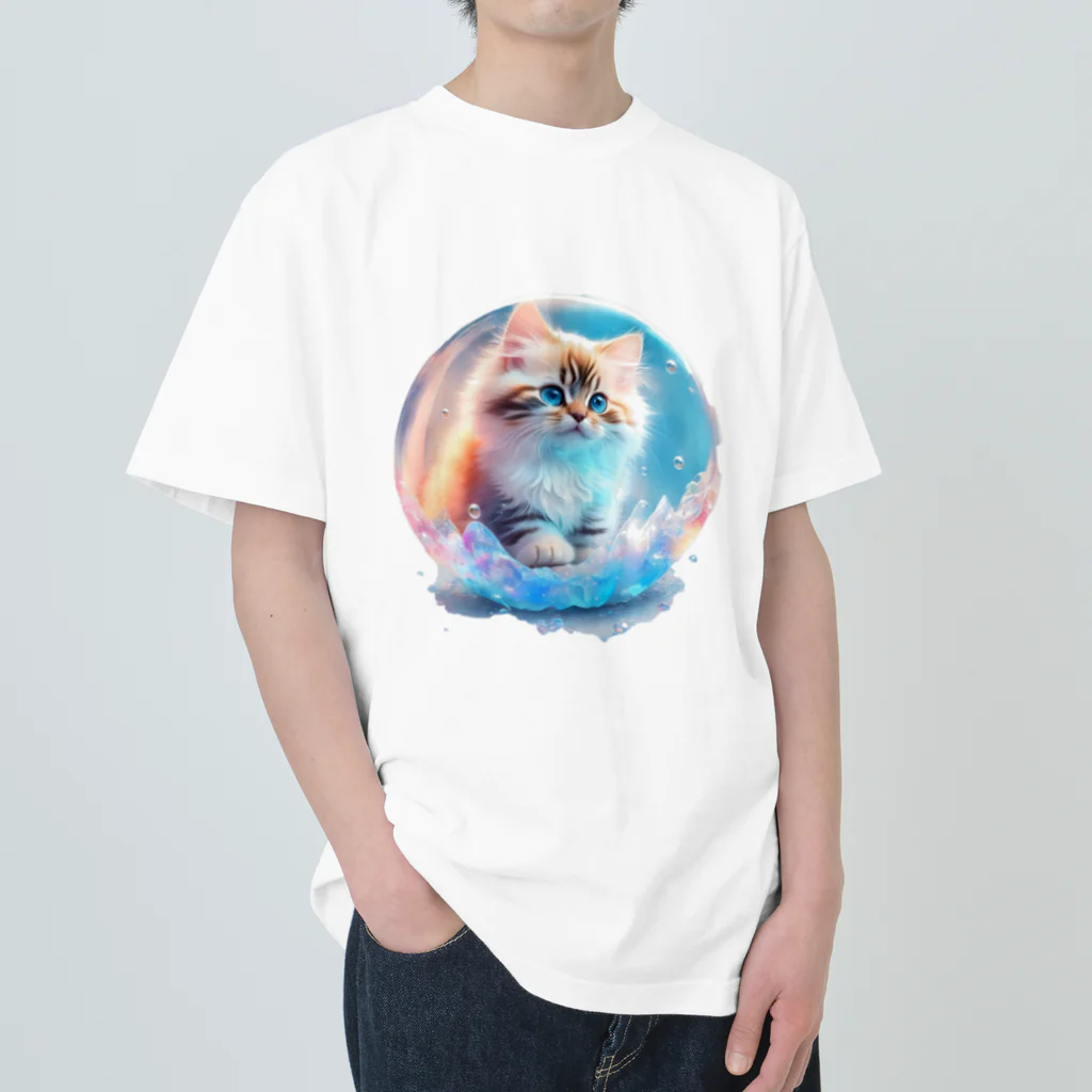 aianimalartyamaのしゃぼんねこb ヘビーウェイトTシャツ