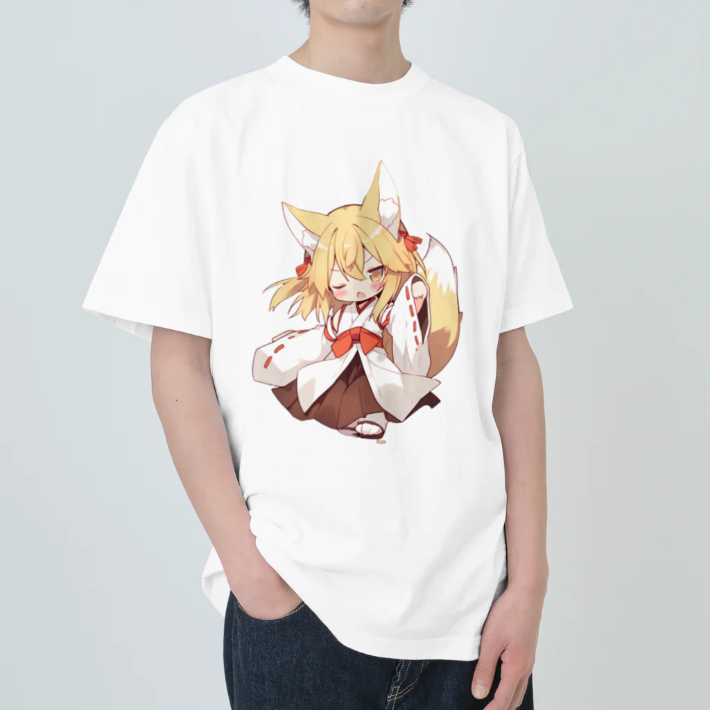 jai-to-anのミコン (Mikon) ver.5　狐の神様、きつね、キツネ ヘビーウェイトTシャツ